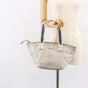 GUCCI GG Canvas Sherry Line Tote Bag Silver 131228 Auth bs30945